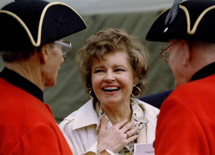 British actress Prunella Scales (C), well known as Sybil Fawlty in the classic television comedy