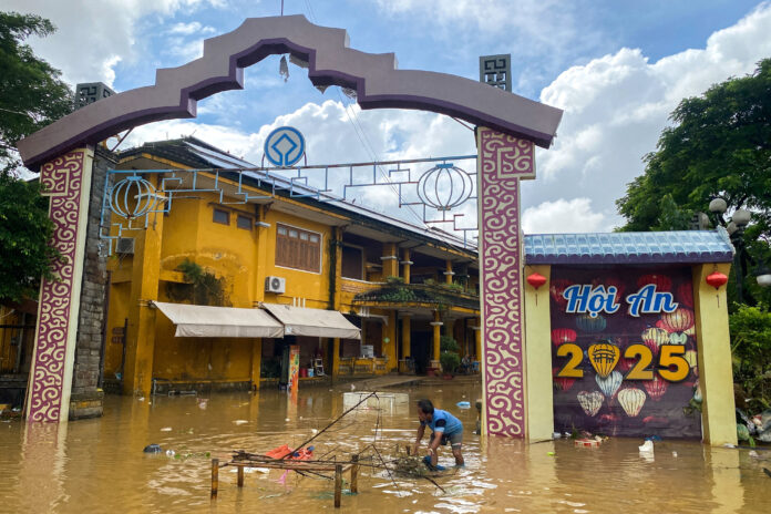 Floods triggered by record levels of rainfall in Hoi An, Vietnam