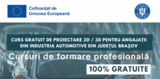 Curs Gratuit de Proiectare 2D / 3D pentru angajații din industria automotive din județul Brașov