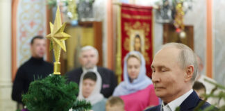 Putin laudă „misiunea sfântă” a trupelor ruse la slujba de Crăciun Ortodox